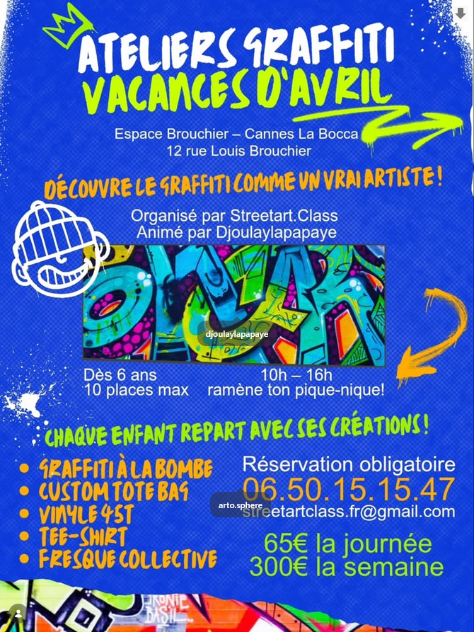 Ateliers graffiti vacances d’avril à Cannes La Bocca